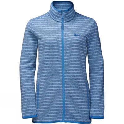 Chaqueta Lana Jack Wolfskin Caribou Striped Mujer - Azules - Chile LTV835062